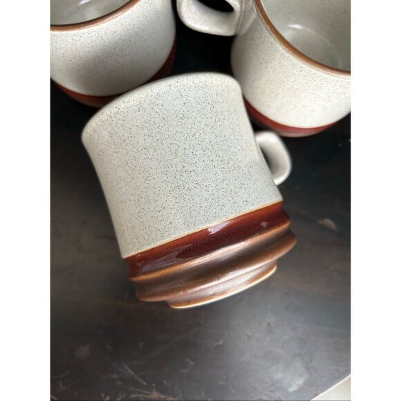 3 Denby England Potter's Wheel Red Rust Speckled Coffee Cup Mug - Picture 7 of 8